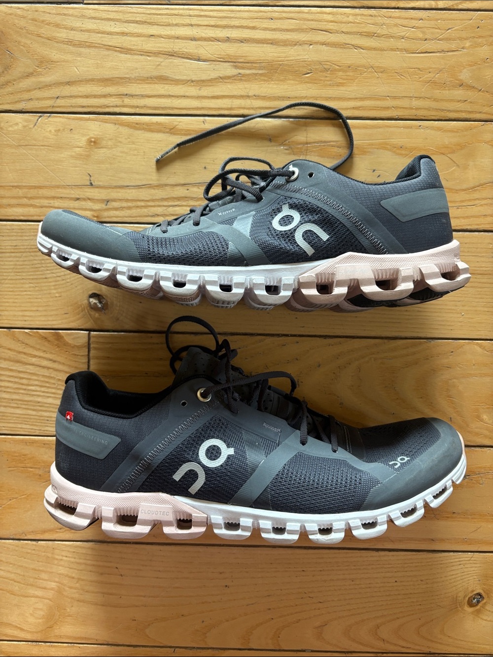 On Running Pink and Black Cushioned Outsole Sneakers